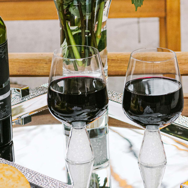 Sparkles Home Vetrina Stemless Wine Glass Set of 6 | Lead-Free Crystal | Rhinestone Base