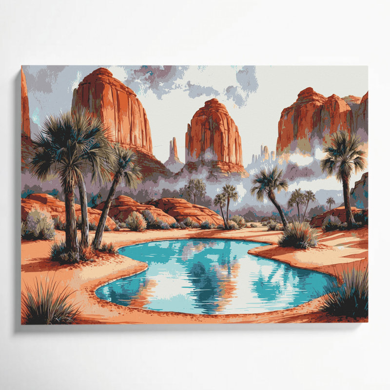 Art mural sur toile, "Oasis 102" de Southwestern, H 12 po x l 18 po