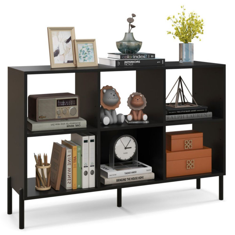 Open-Back Bookshelf With Drawer For Study, Black