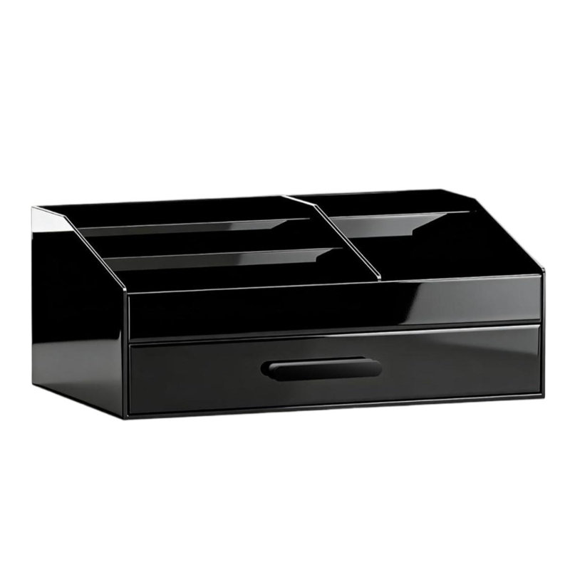 Rangement en acrylique de qualité supérieure pour hommes avec tiroir, rangement pour meuble-lavabo de comptoir de salle de bain pour la toilette de qualité supérieure, produits essentiels pour la toilette et le toilettage, rangement pour commode