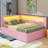 Full-Size Fully Upholstered Platform Bed With USB Ports, LED Illumination, And A Concealed Trundle-819658808