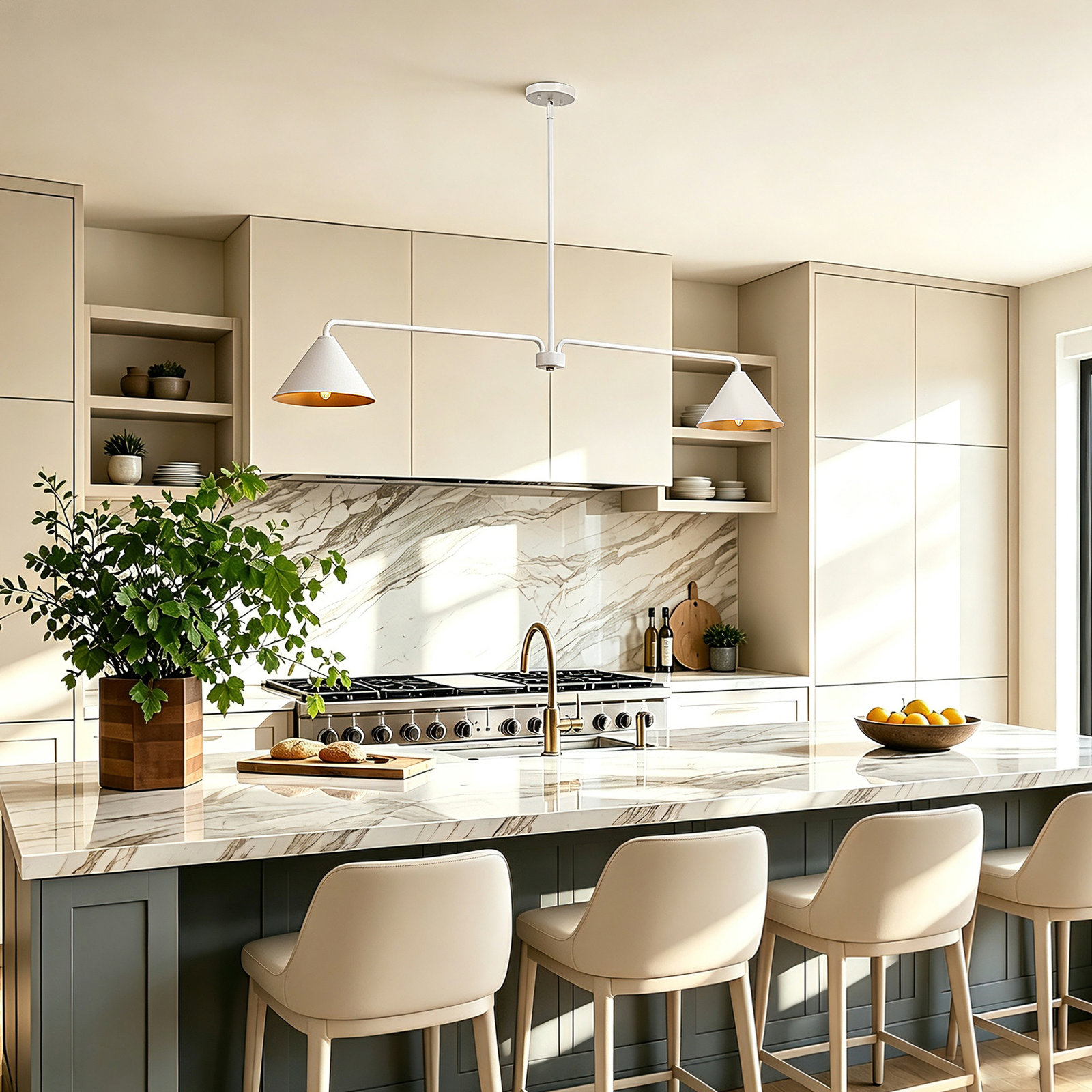 2 Light Pendant, White