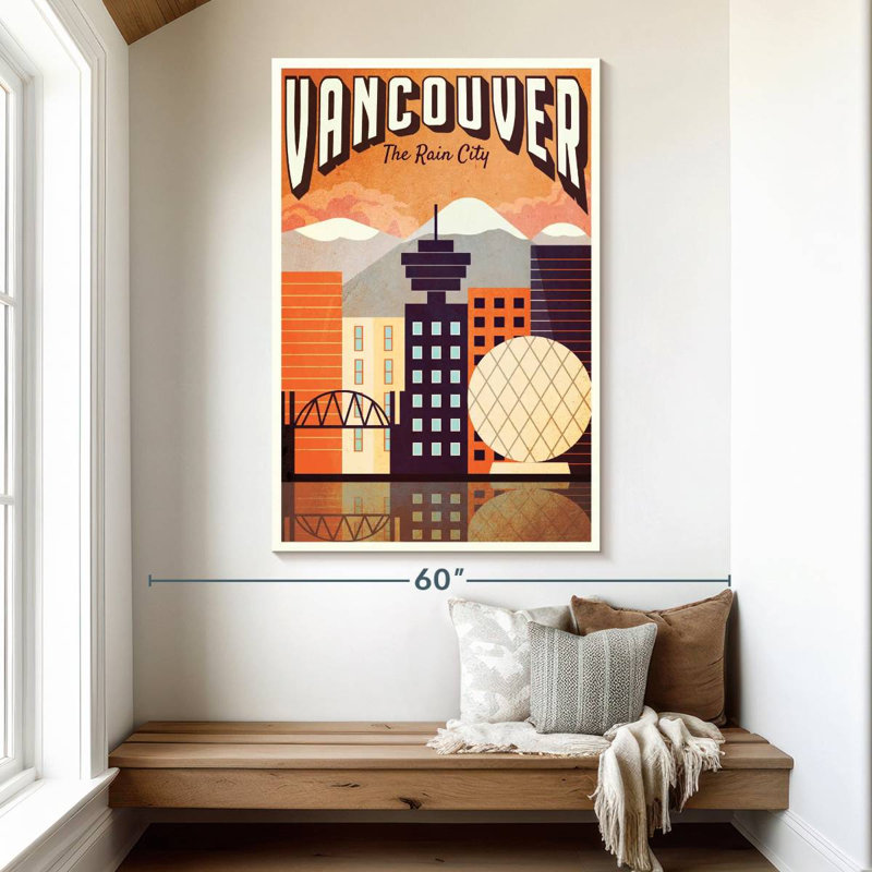 Affiche rétro de Vancouver, H 51 po x l 34 po