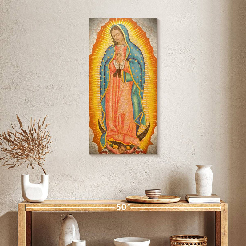 Dame de Guadalupe, reproduction sur toile, H 36 po x l 18 po x P 1,25 po