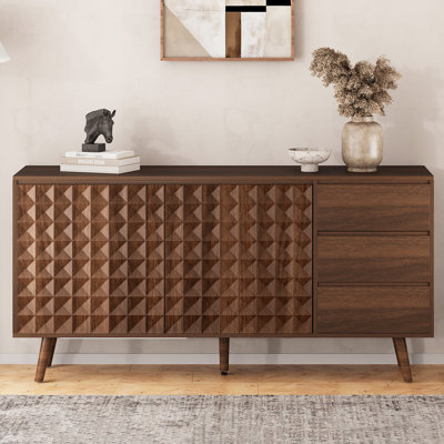 60" Large Sideboard Cabinet With 2 Doors And 3 Drawers, Buffet Cabinet With Storage Coffee Bar Cabinet For Kitchen, Dining Room, Entryway by George Oliver
