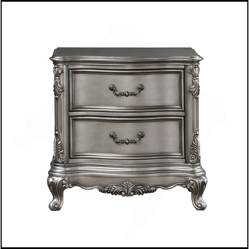 Table de chevet antique à finition platine