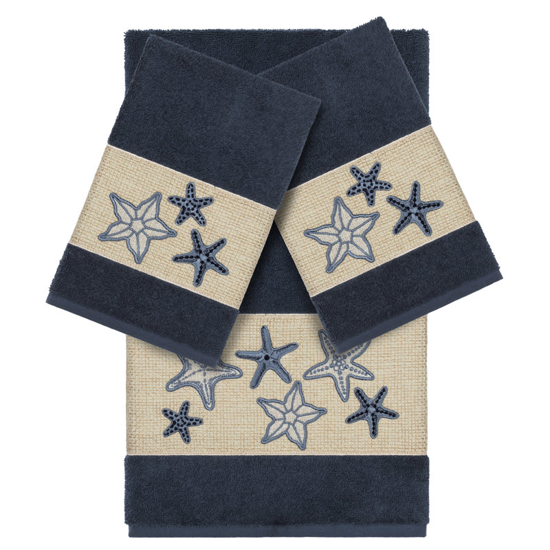 Ensemble de serviettes 3 pièces Lydia, Bleu minuit, Ensemble de serviettes 3 pièces (serviette de bai