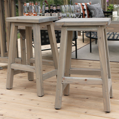 Madison Bar Stools (2pc)  Set of 2 Premium Cedar Wood Bar Stools with Timber Grey Stain, Durable Outdoor Seating for Gazebos and Patio Bars