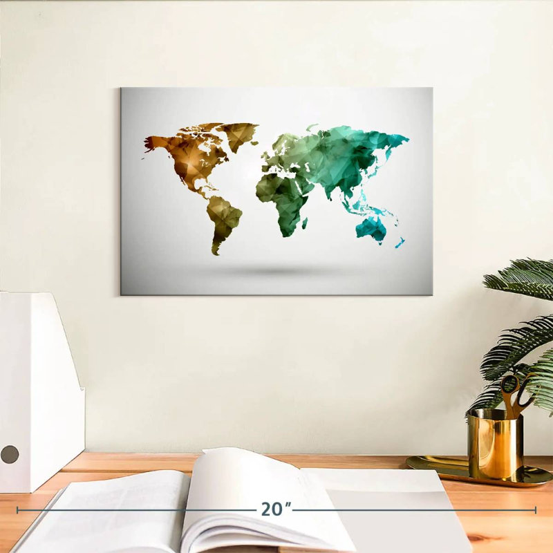 Carte du monde abstrait moderne Aliaz, H 8 po x l 12 po