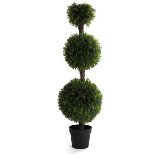 Arbres topiaires d'intérieur / extérieur 4 pi Cypress - Plantes artificielles - Plante cyprès réaliste (paquet de 2) (Ensemble de 2)