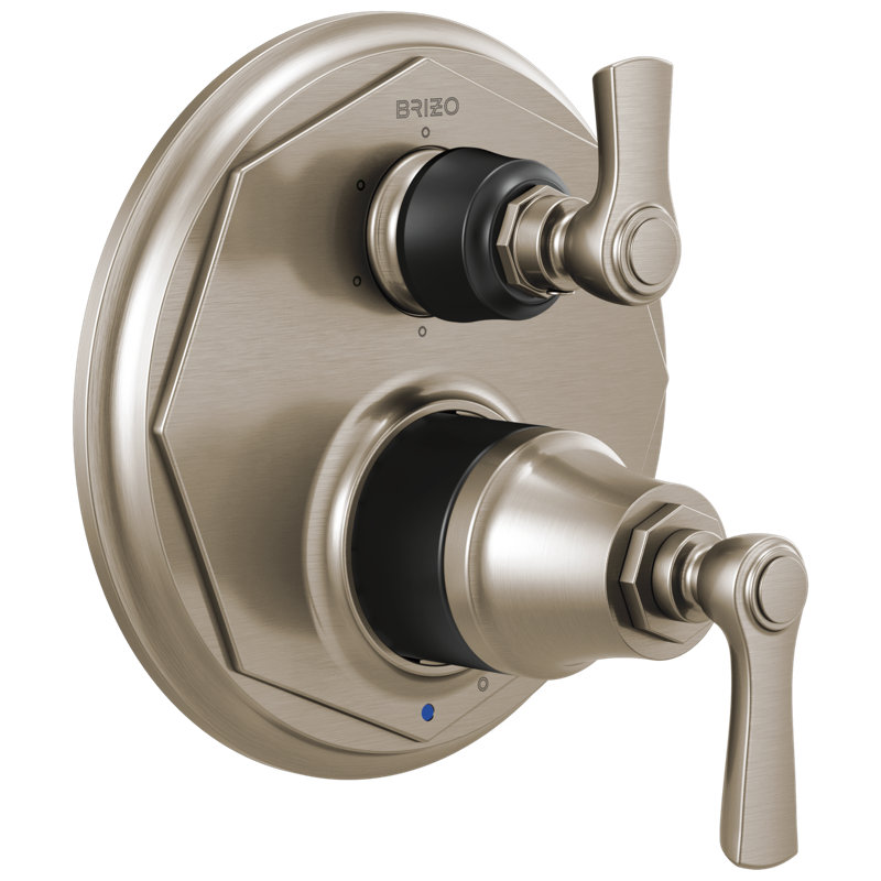 Rook® Pressure Balance Valve with Integrated 6-Function Diverter Trim, Luxe Nickel/Matte Black