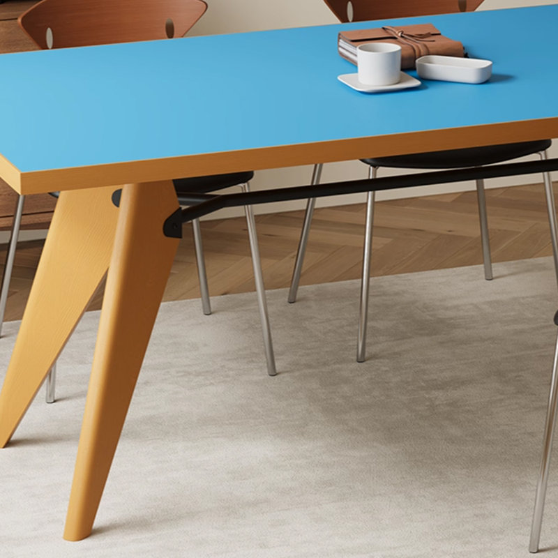 Bureau d'écriture multifonctionnel bleu vif et brun, H 29,52 po x l 51,18 po x P 31,49 po