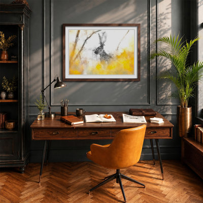 Alert Hare In The Meadow In Abstract - Single Picture Frame Painting