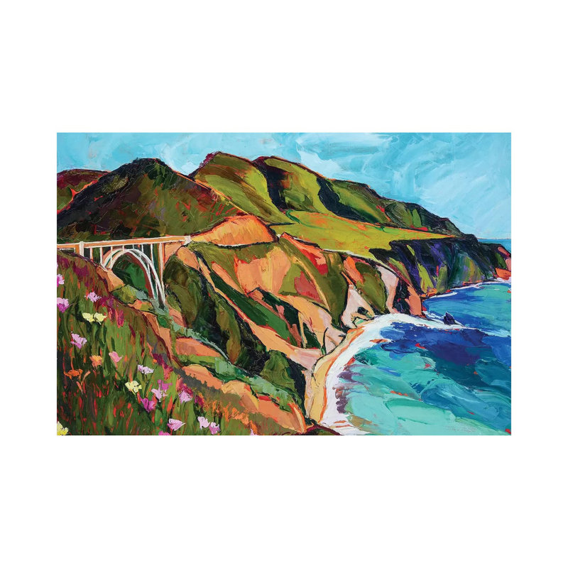 «California Coastline» par Maxine Shore - reproduction d'art, Pas de tapis, Toile tendue, H 26 po x l 40 po x 1,5 po