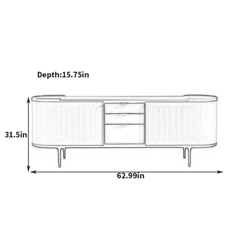 Buffet Creative personnalisé, H 31,5 po x l 62,99 po x P 15,75 po
