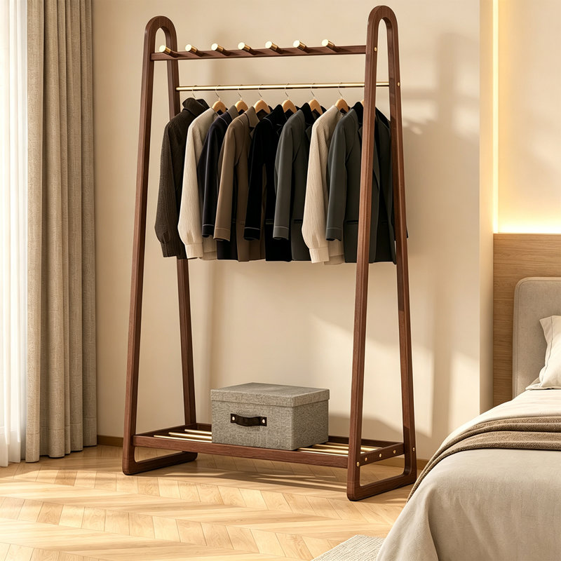 Solid Ash Wood Freestanding Coat Rack