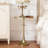 Metal Round Side Table with Mirror Top and Retro Bow Design, Gold Martini Drink Table, Stylish Accent End Table for Small Space, Living Room, Couch, Patio