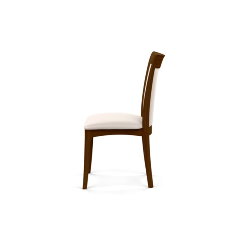 Morgan Leather Dining Chair, Natural Walnut, White