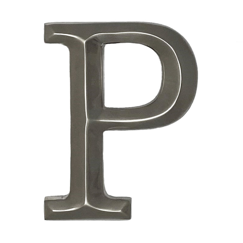 Heurtoir de porte lettre monogramme, Nickel, P