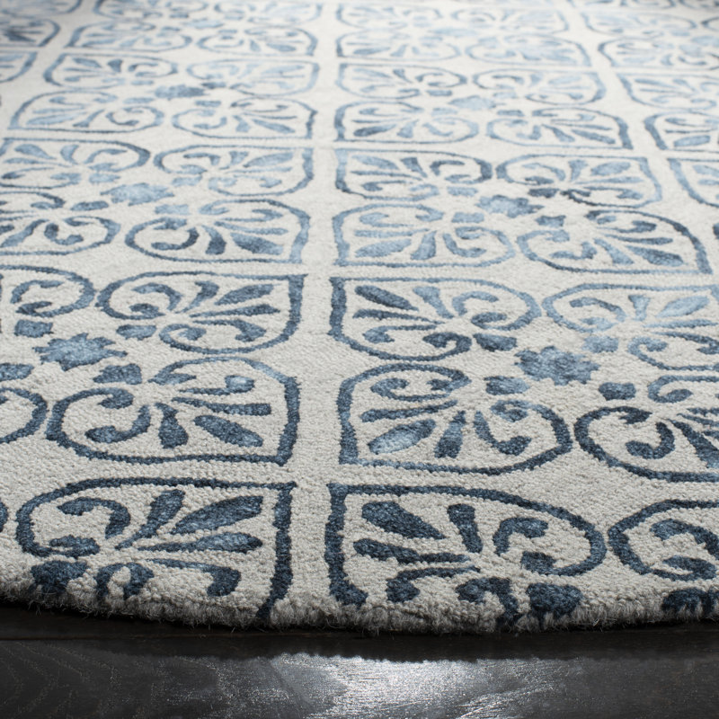Oakton Hand Tufted Wool Floral Rug, Round 7'