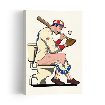 Vintage Baseball Humor Contemporary Wall Art Print 1 Piece Wrapped Canvas Wall Art