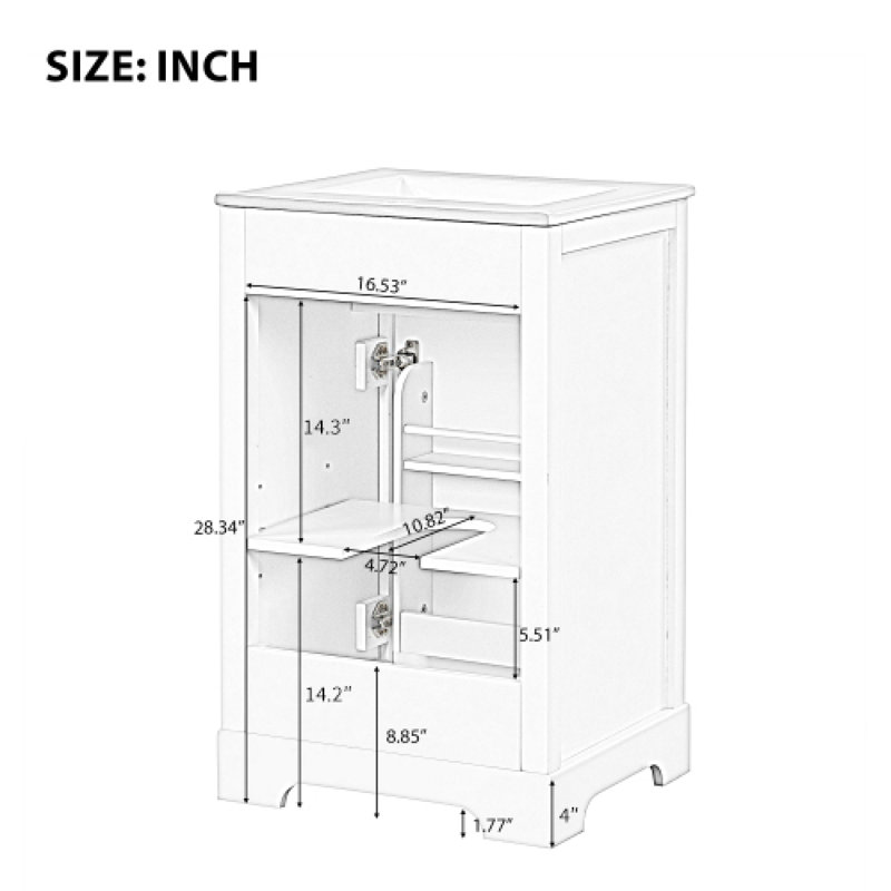 Meuble-lavabo avec lavabo à fermeture en douceur avec porte et tablette ajustable 20 po Roomfitter, Gris