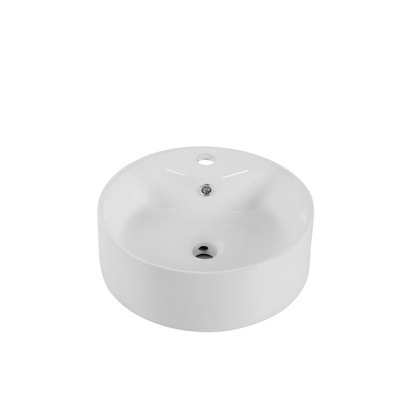 Lavabo rond polyvalent en céramique blanche pour salle de bain - Lavabo d'allure contemporaine avec longévité