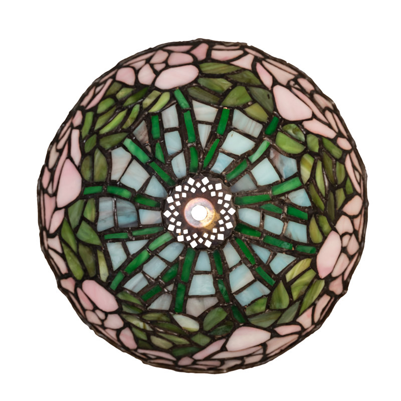Abat-jour fantaisie en verre H 5 po x l 8 po Cabbage Rose