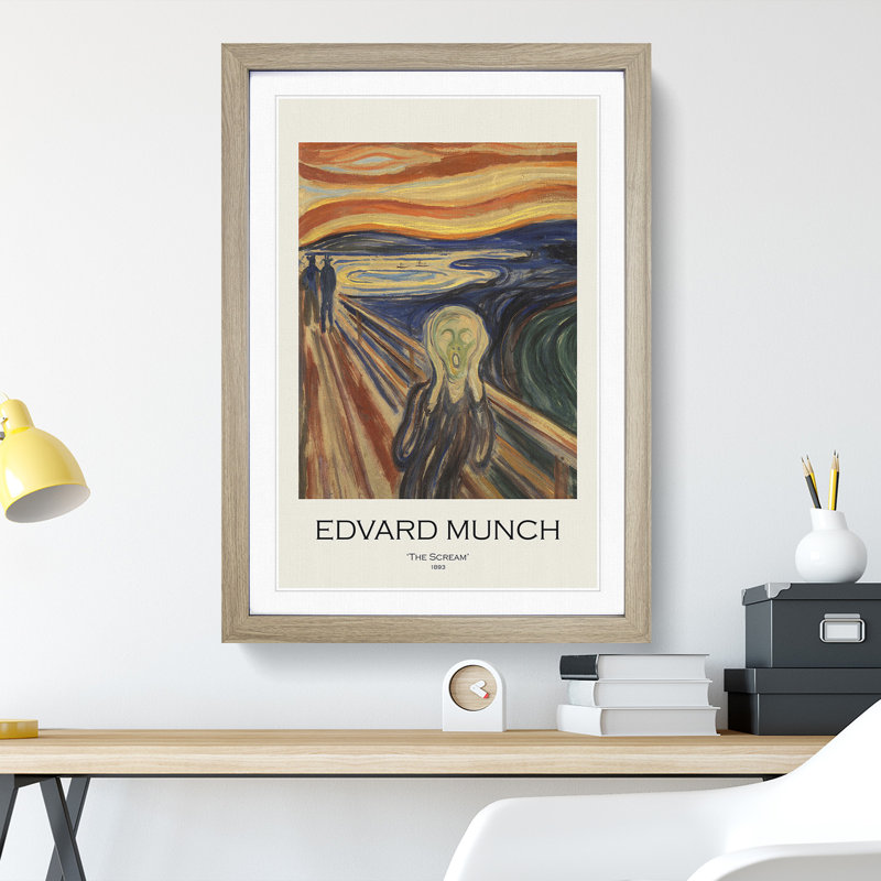 The Scream by Edvard Munch - Picture Frame Painting, 65cm H x 48cm W x 2cm D, Oak Framed