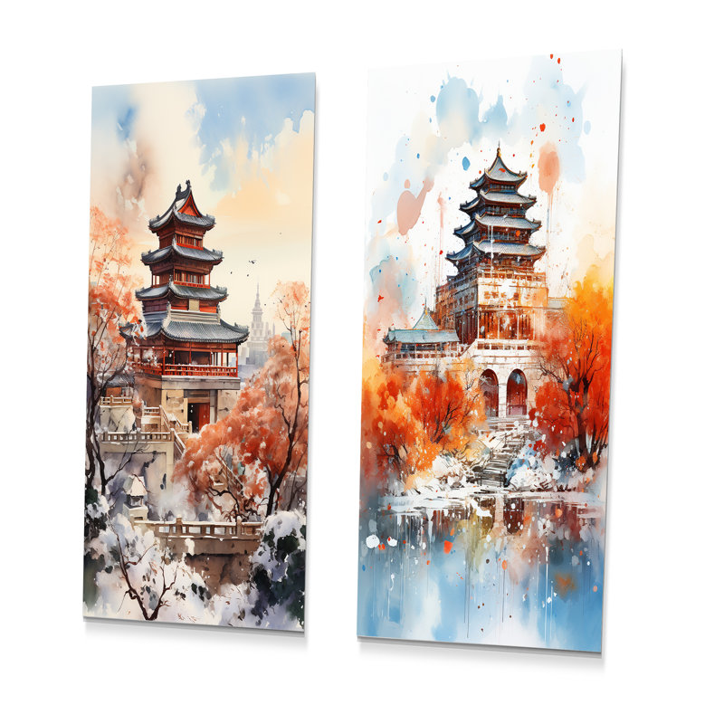 Ensemble de 2 décorations murales chinoises Pékin, H 28 po x l 24 po