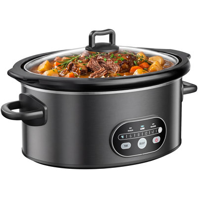 8QT Digital Slow Cooker with Removable Ceramic Insert and Tempered Glass Lid