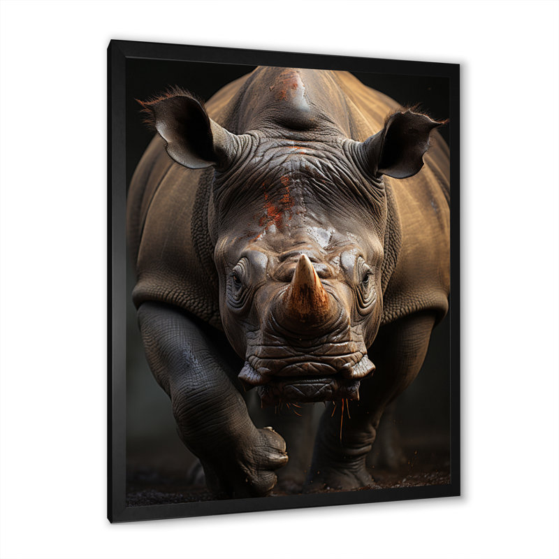 Kimpli, portrait d'un rhinocéros africain - reproduction, Cadre photo noir, H 32 po x l 24 po x P 1 po