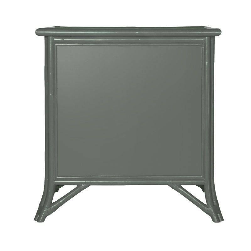 1 - Drawer Rattan Nightstand, Evergreen