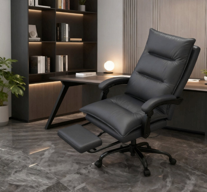 Fauteuil inclinable haut de gamme gris foncé avec repose-pieds réglable - Un savoir-faire de luxe pour les professionnels à la recherche de confort