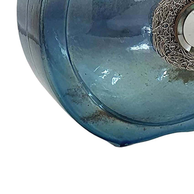 Vase décoratif floral, verre bleu océan avec motif de pierre, 8 pouces
