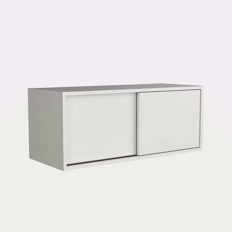 Floating Cabinet With Sliding Door, White