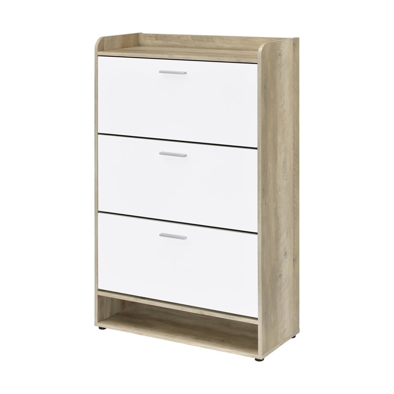 Kyla 3-tier Shoe Storage Cabinet, White/Natural