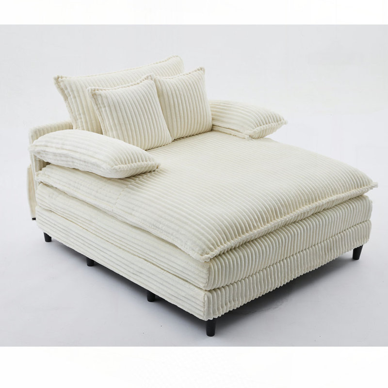 Méridienne rembourrée Corduroy, Beige