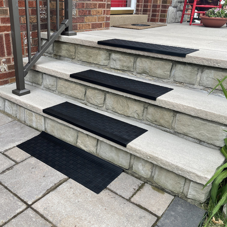 Rubber Stair Step Treads Mats Stone and Pebbles Outdoor Porch Traction -  Choices