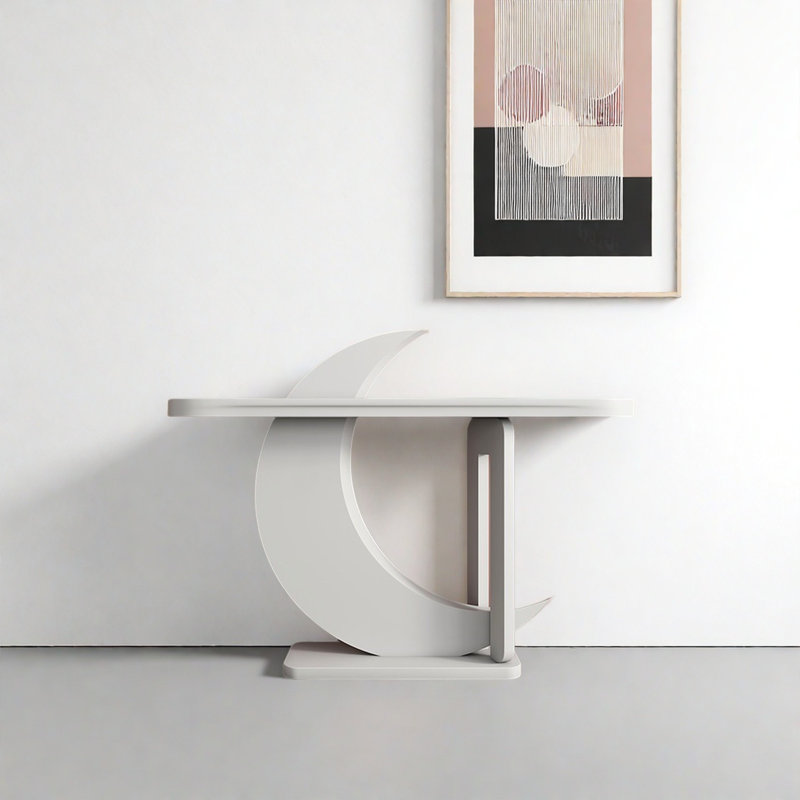 Console Modern Geometric Art, H 31,5 po x l 55,12 po x P 15,75 po, Blanc