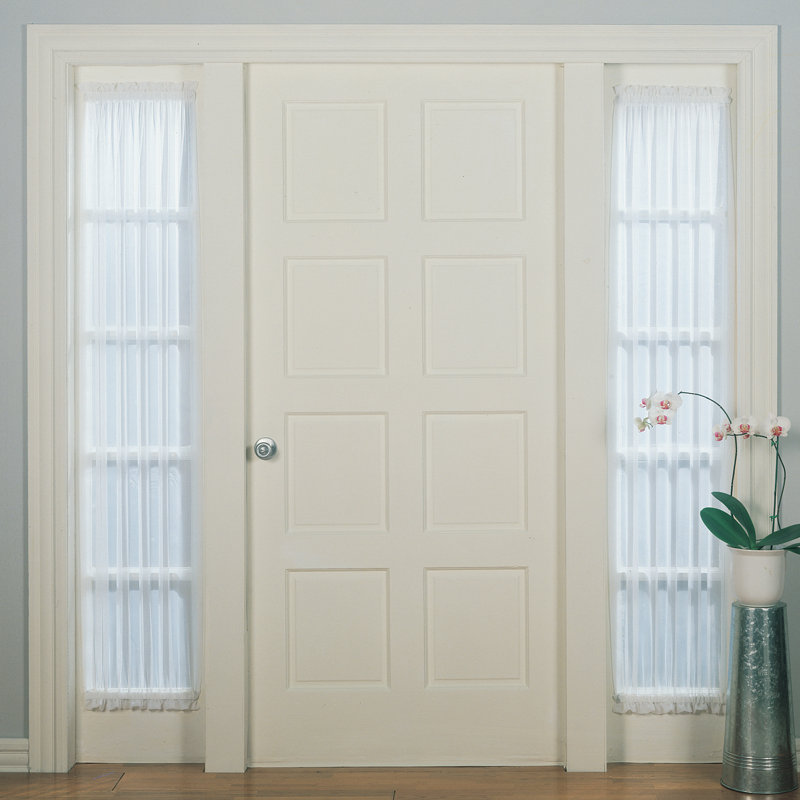 Lebron Voile Sheer Rod Pocket Door Sidelight Curtain Panel, 28" x 72", White