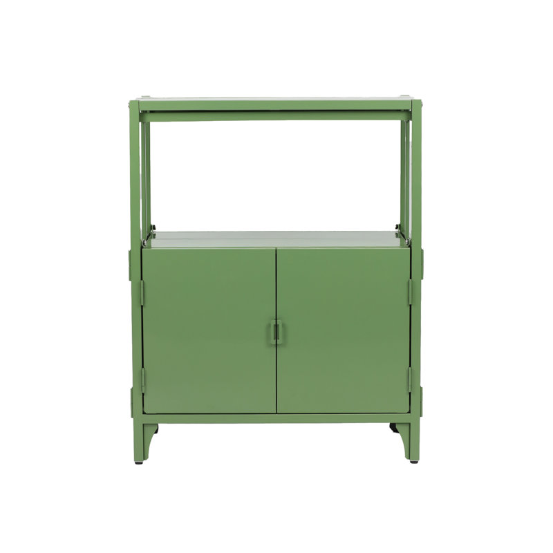 Folding Cabinet Metal Storage Cabinet With Wheels, Green