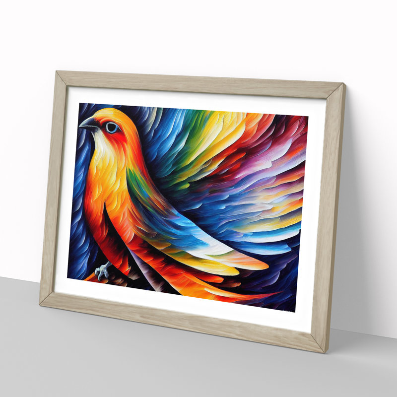 Bird Painting Vol.6 Abstract - Framed Print, 46cm H x 64cm W x 2cm D, Oak