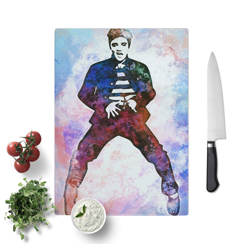 Glass Elvis Presley The Jailhouse Rock in Abstract Chopping Board, 28.5 cm W x 20 cm L