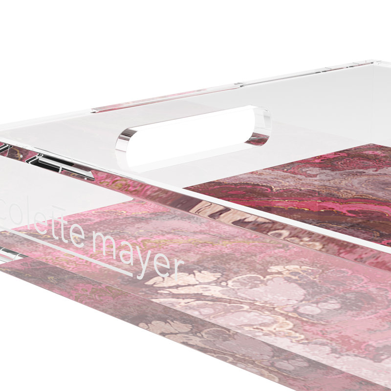 Agate Malachite Acrylic Rectangle Decorative Tray, 22.5"W x 14.5"D x 2"H, Rococco