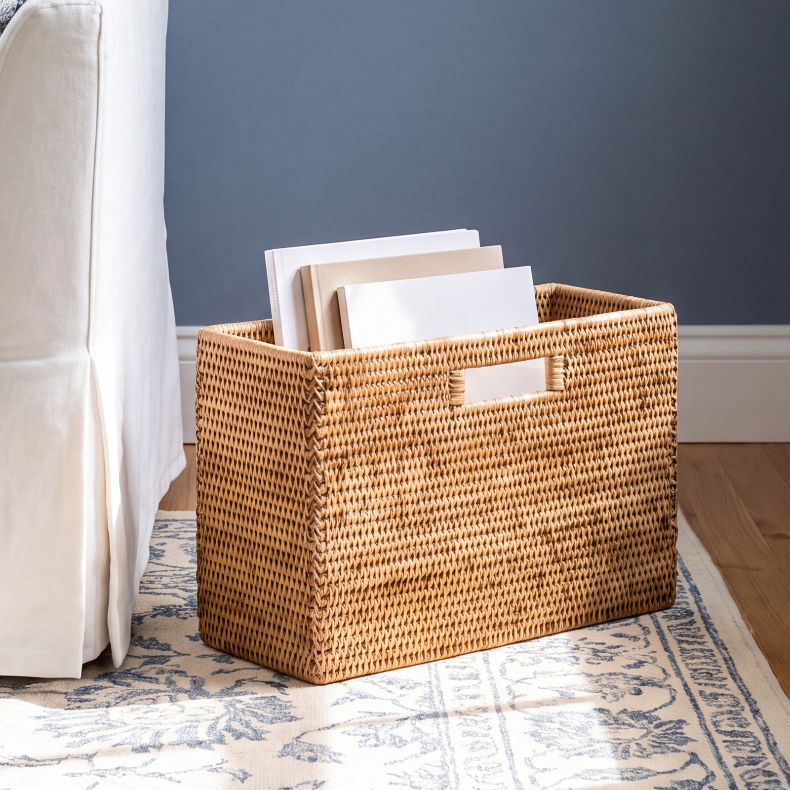 Rattan Magazine Rack, Honey Brown