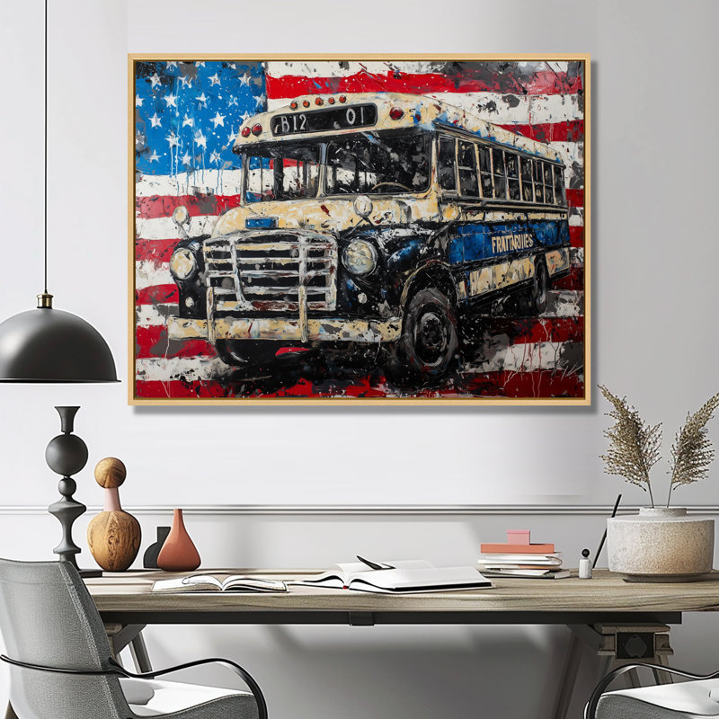 Art mural Kyston - Patriotist des États-Unis, Reproduction avec cadre flottant, Crème, crème, H 24 po x l 32 po
