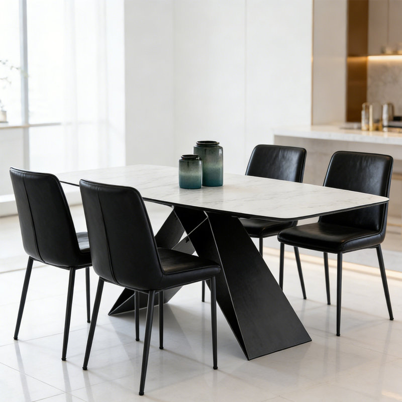 Table de salle à manger moderne et minimaliste, H 29,53 po x L 55,12 po x l 31,5 po