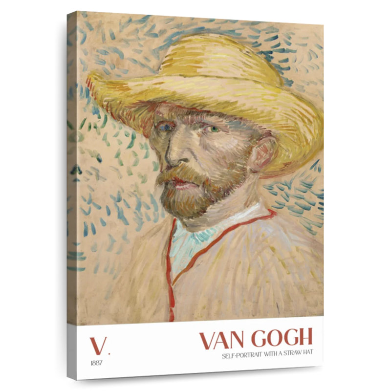 Autoportrait avec un chapeau de paille Van Gogh, H 45 po x l 30 po
