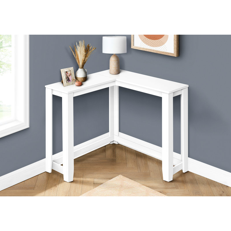 Table d'appoint de salon, console d'angle étroite en stratifié blanc, table de construction moderne